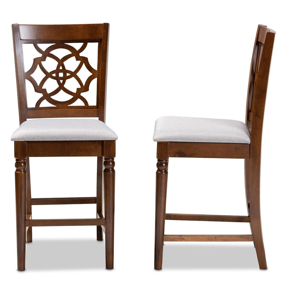 Walnut Brown Finished Wood 2-Piece Counter Height Pub Chair Set. Picture 11