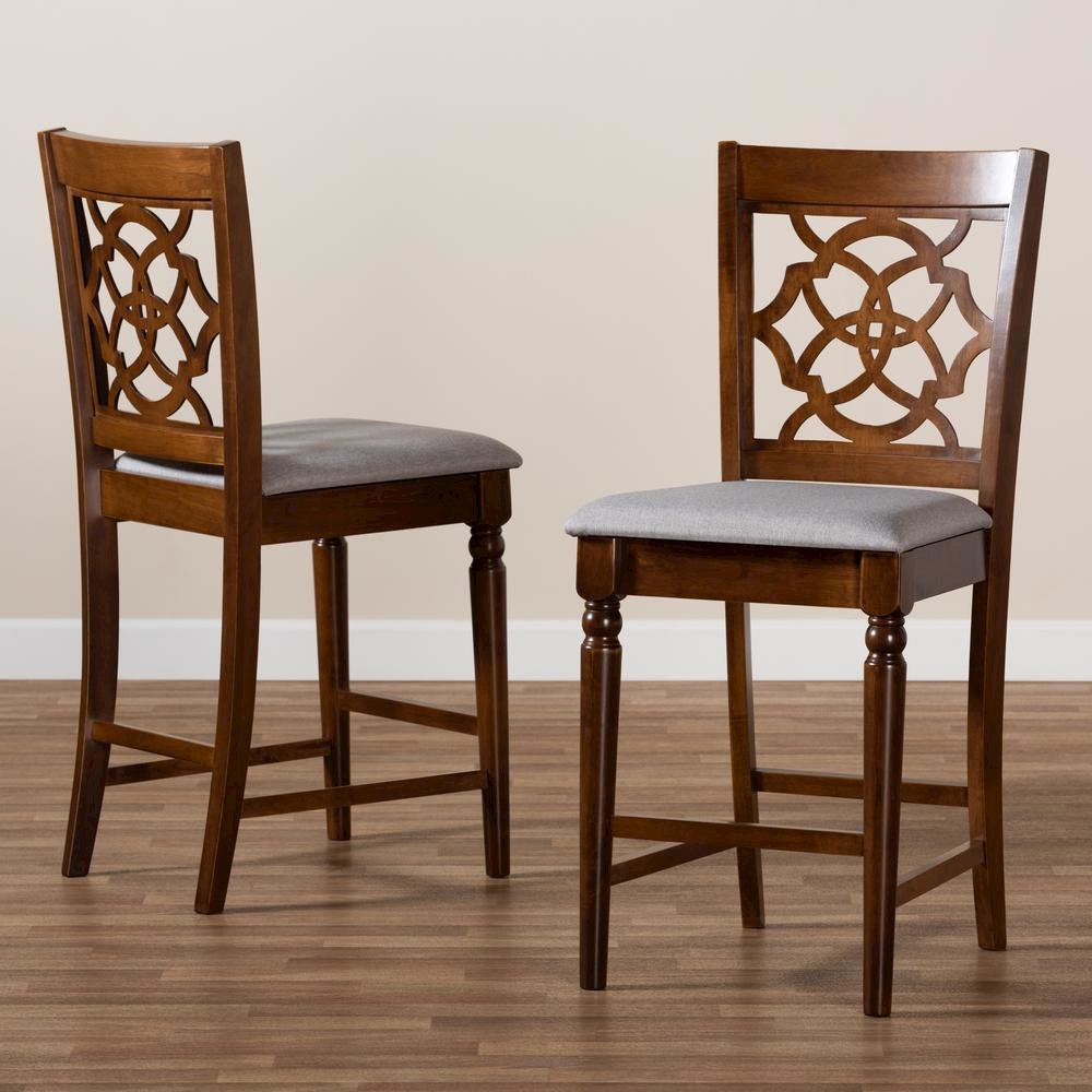 Walnut Brown Finished Wood 2-Piece Counter Height Pub Chair Set. Picture 15