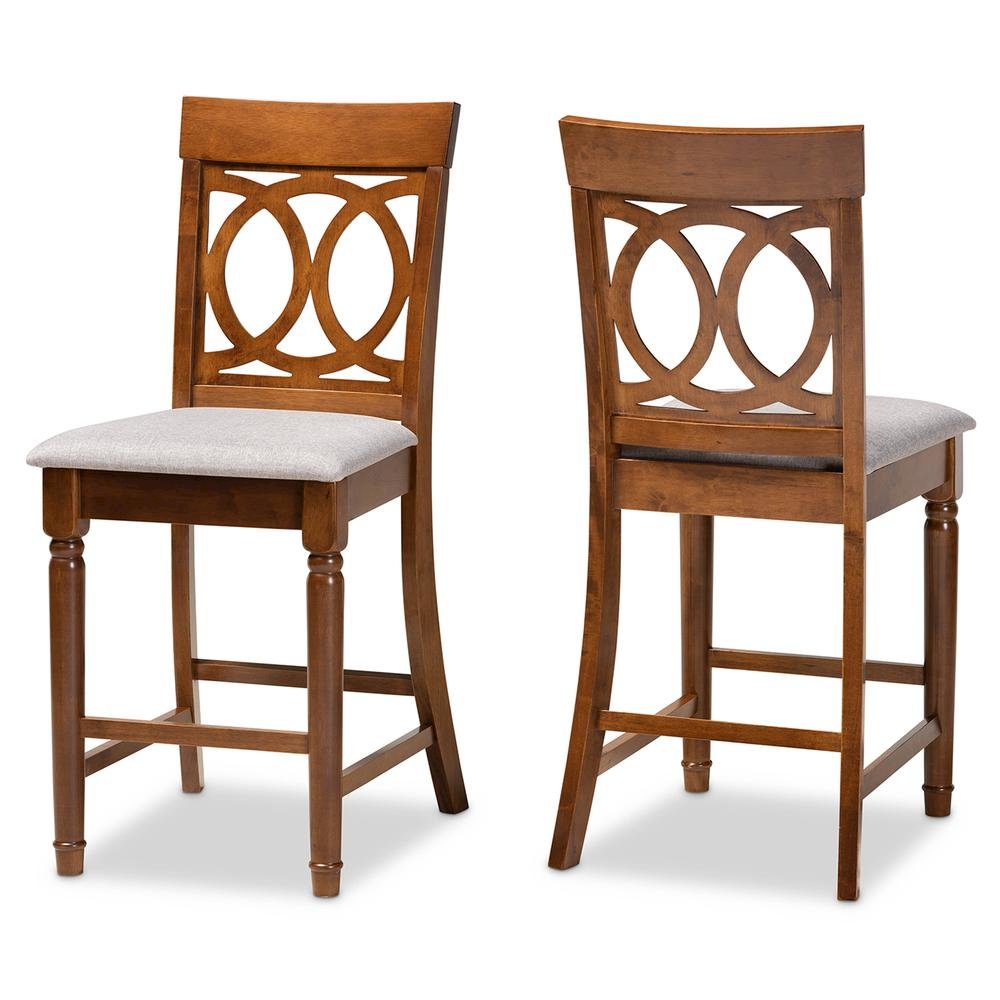 Walnut Brown Finished Wood 2-Piece Counter Height Pub Chair Set. Picture 9