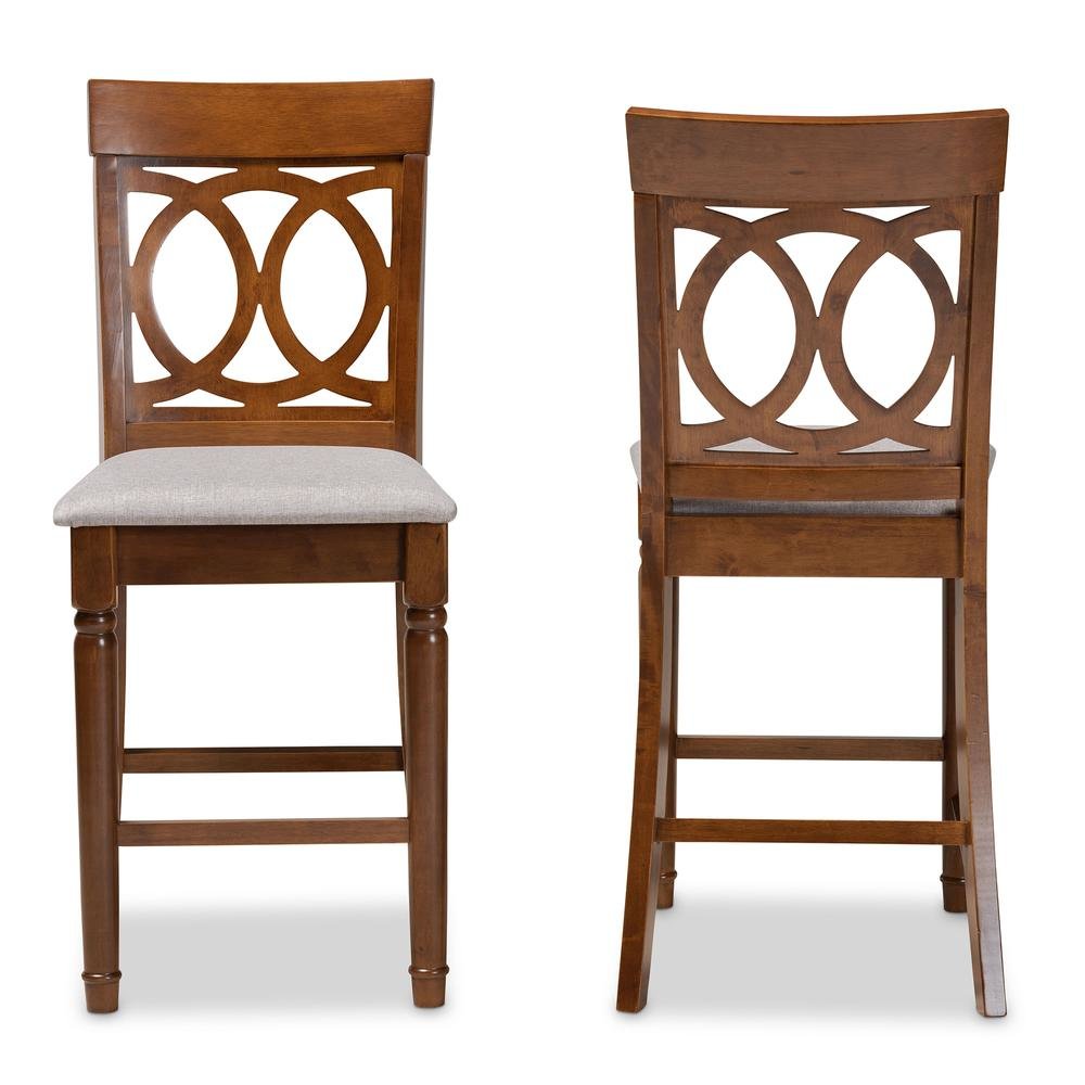 Walnut Brown Finished Wood 2-Piece Counter Height Pub Chair Set. Picture 10