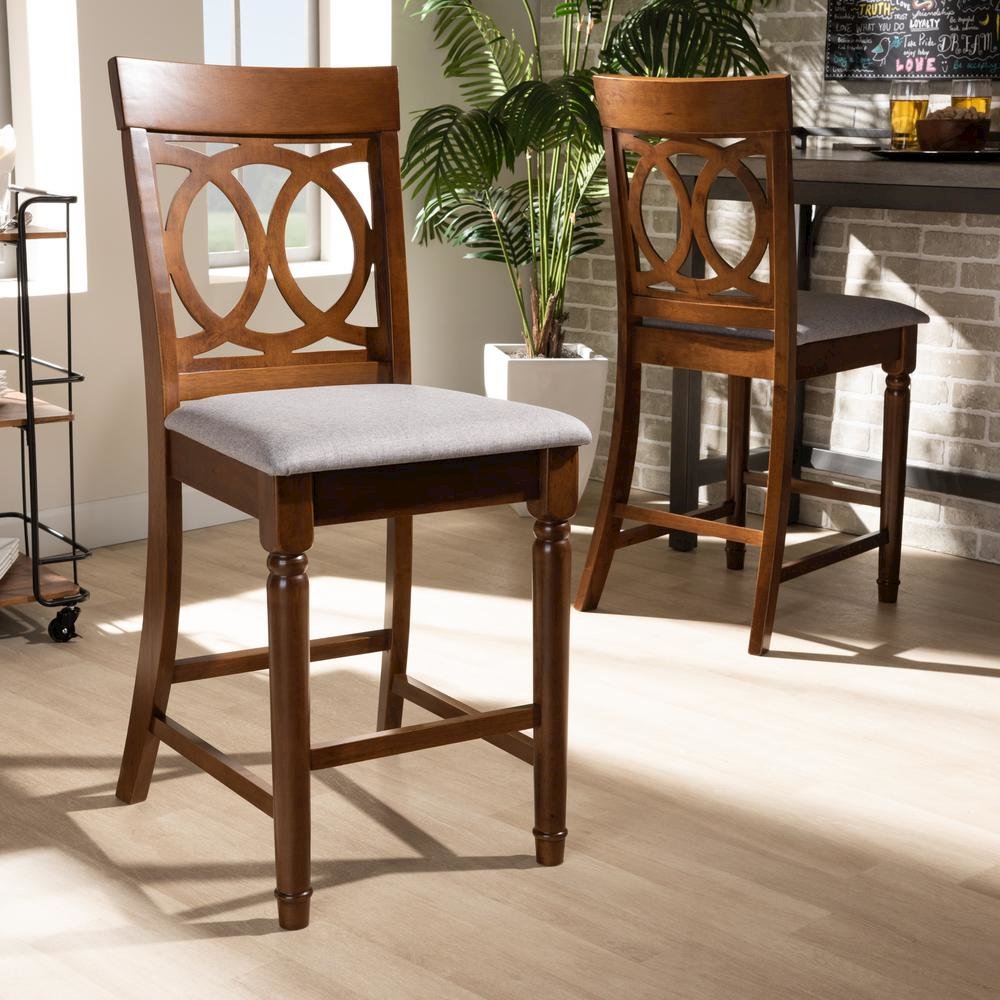 Walnut Brown Finished Wood 2-Piece Counter Height Pub Chair Set. Picture 14
