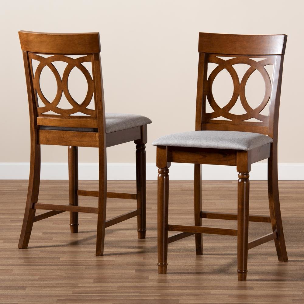 Walnut Brown Finished Wood 2-Piece Counter Height Pub Chair Set. Picture 15