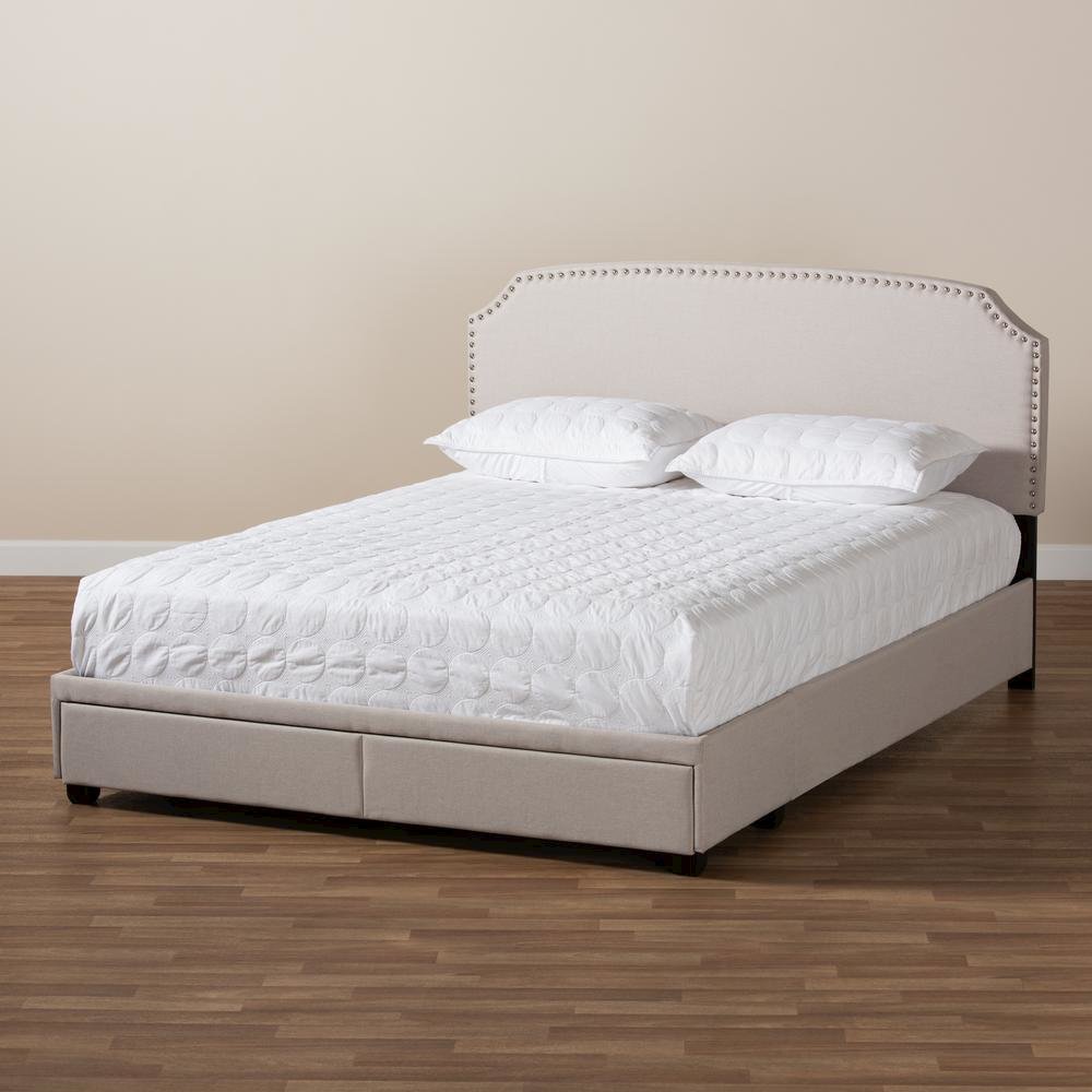 Larese Beige Fabric Upholstered 2-Drawer Queen Size Platform Storage Bed. Picture 22
