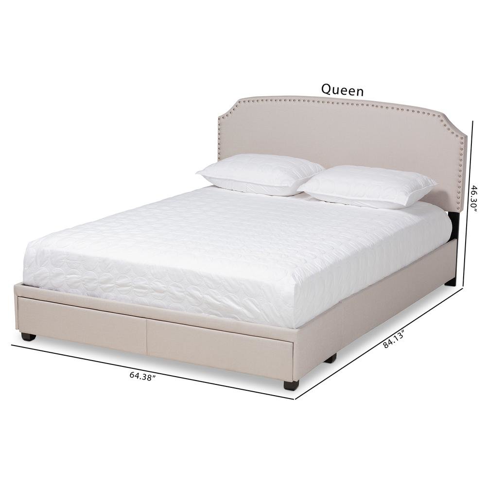 Larese Beige Fabric Upholstered 2-Drawer Queen Size Platform Storage Bed. Picture 23