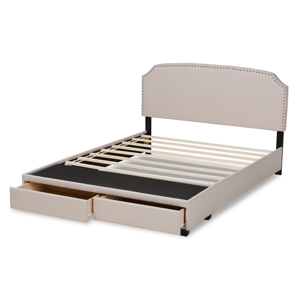 Larese Beige Fabric Upholstered 2-Drawer Queen Size Platform Storage Bed. Picture 17