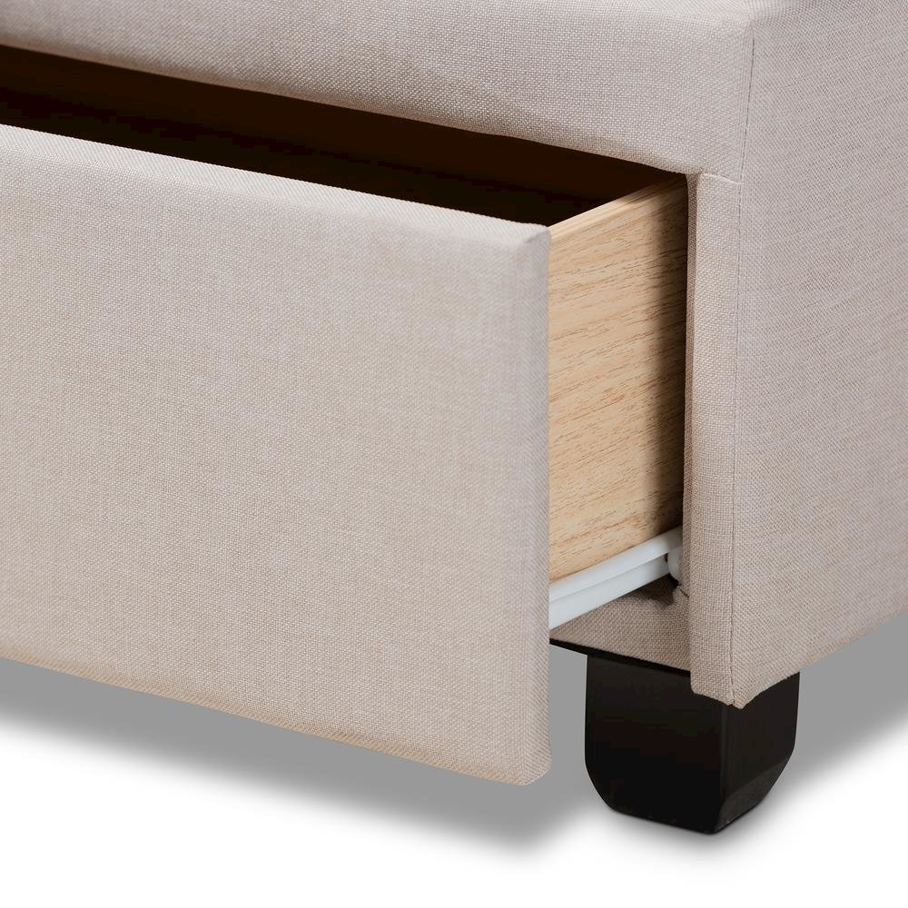 Larese Beige Fabric Upholstered 2-Drawer Queen Size Platform Storage Bed. Picture 19