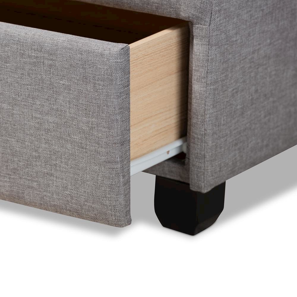 Netti Light Grey Fabric Upholstered 2-Drawer Queen Size Platform Storage Bed. Picture 19