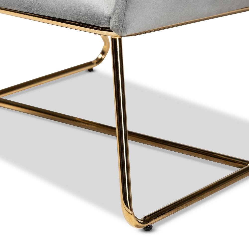 Sennet Glam and Luxe Grey Velvet Fabric Upholstered Gold Finished Armchair. Picture 14