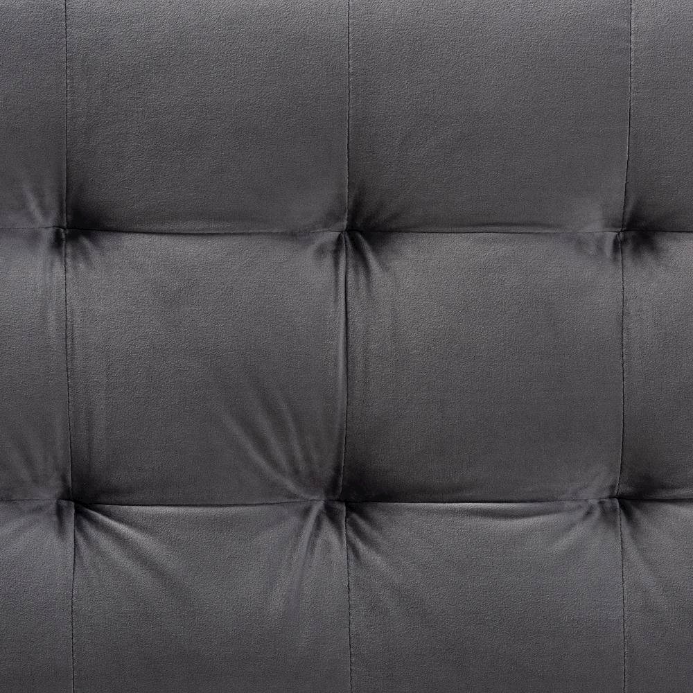 Grey Velvet Fabric Upholstered Grid-Tufted Storage Ottoman Bench. Picture 17