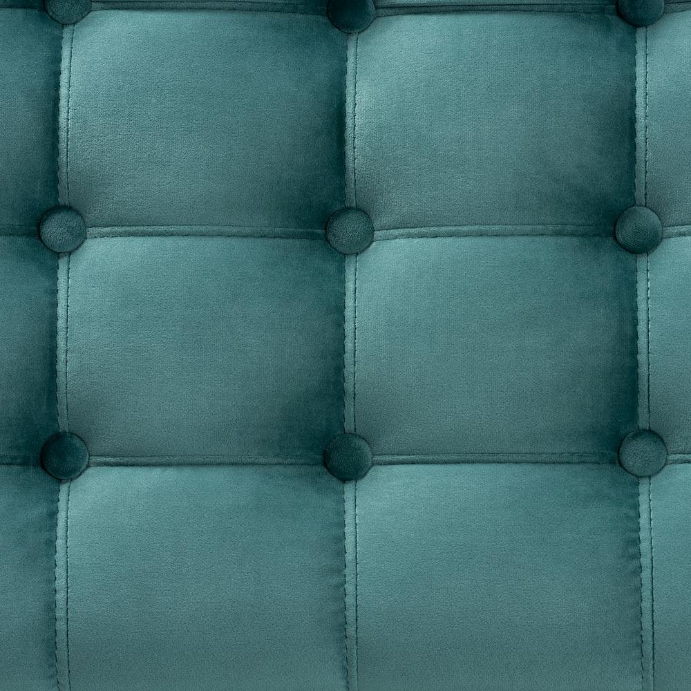 Teal Blue Velvet Fabric Upholstered Button-Tufted Storage Ottoman Bench. Picture 17