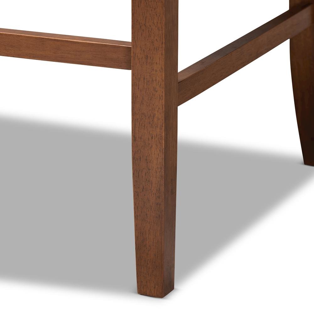 Beige Fabric Upholstered Walnut Finished Wood Button Tufted Bar Stool Bench. Picture 17