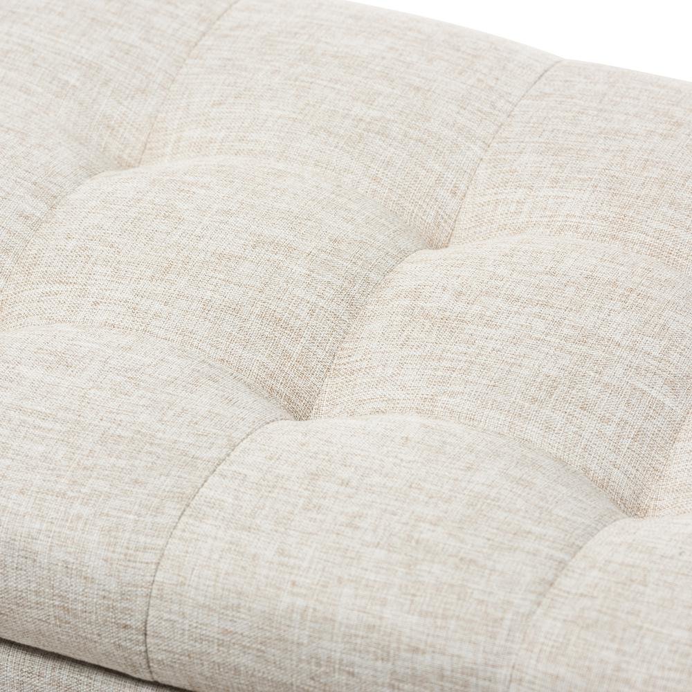 Beige Fabric Upholstered Grid-Tufting Storage Ottoman Bench. Picture 16