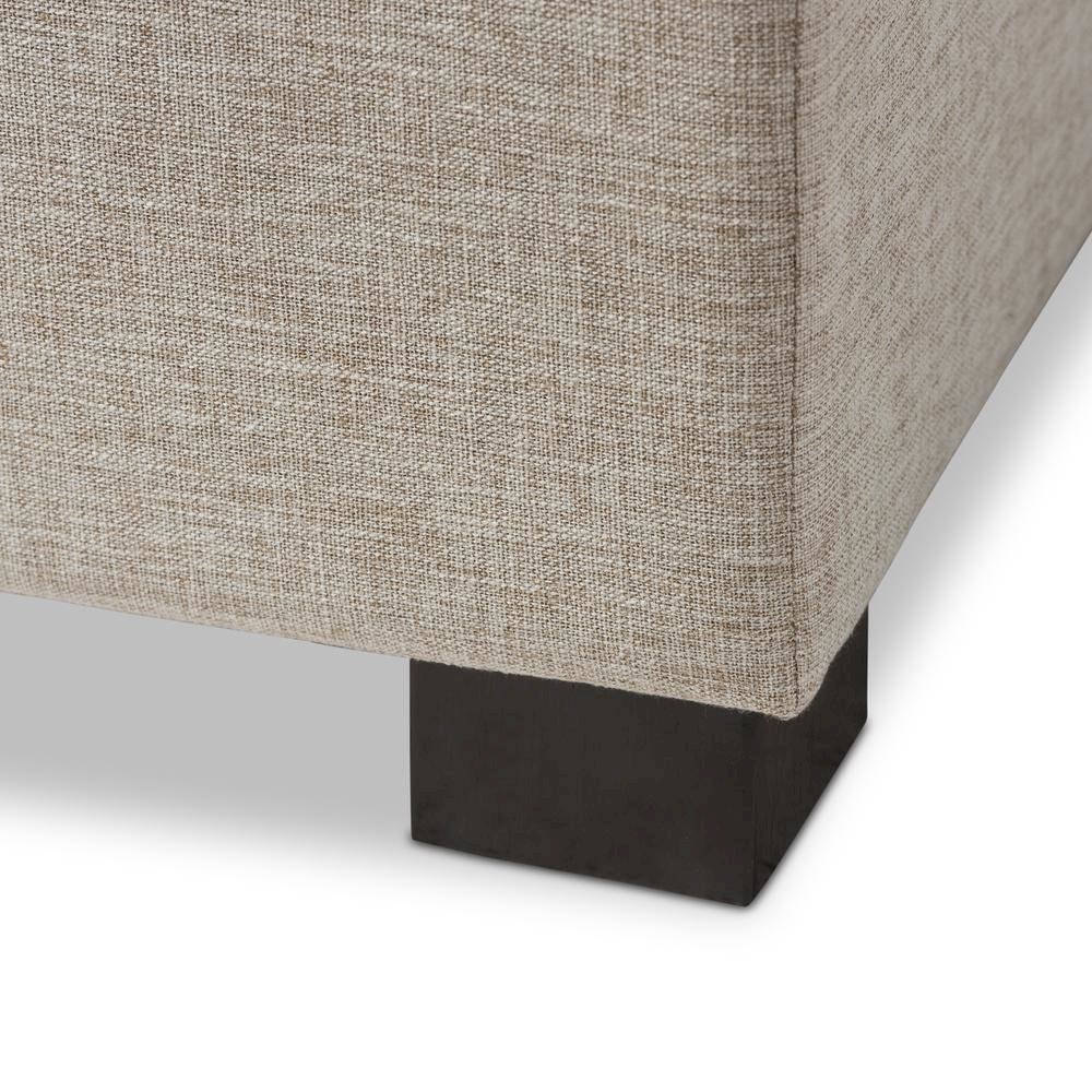 Beige Fabric Upholstered Grid-Tufting Storage Ottoman Bench. Picture 17