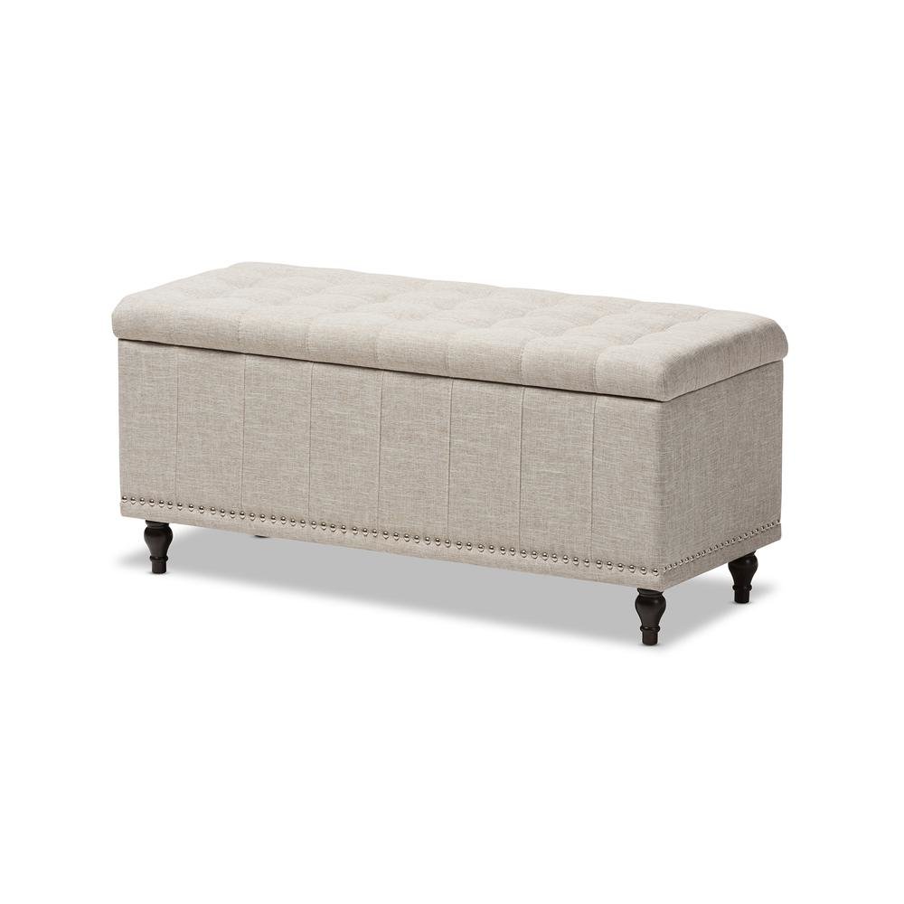 Classic Beige Fabric Upholstered Button-Tufting Storage Ottoman Bench. Picture 12