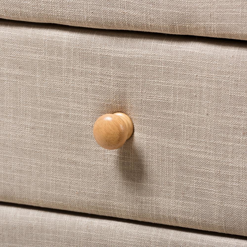 Baxton Studio Jonesy Mid-Century Beige Linen Upholstered 2-Drawer Nightstand. Picture 14