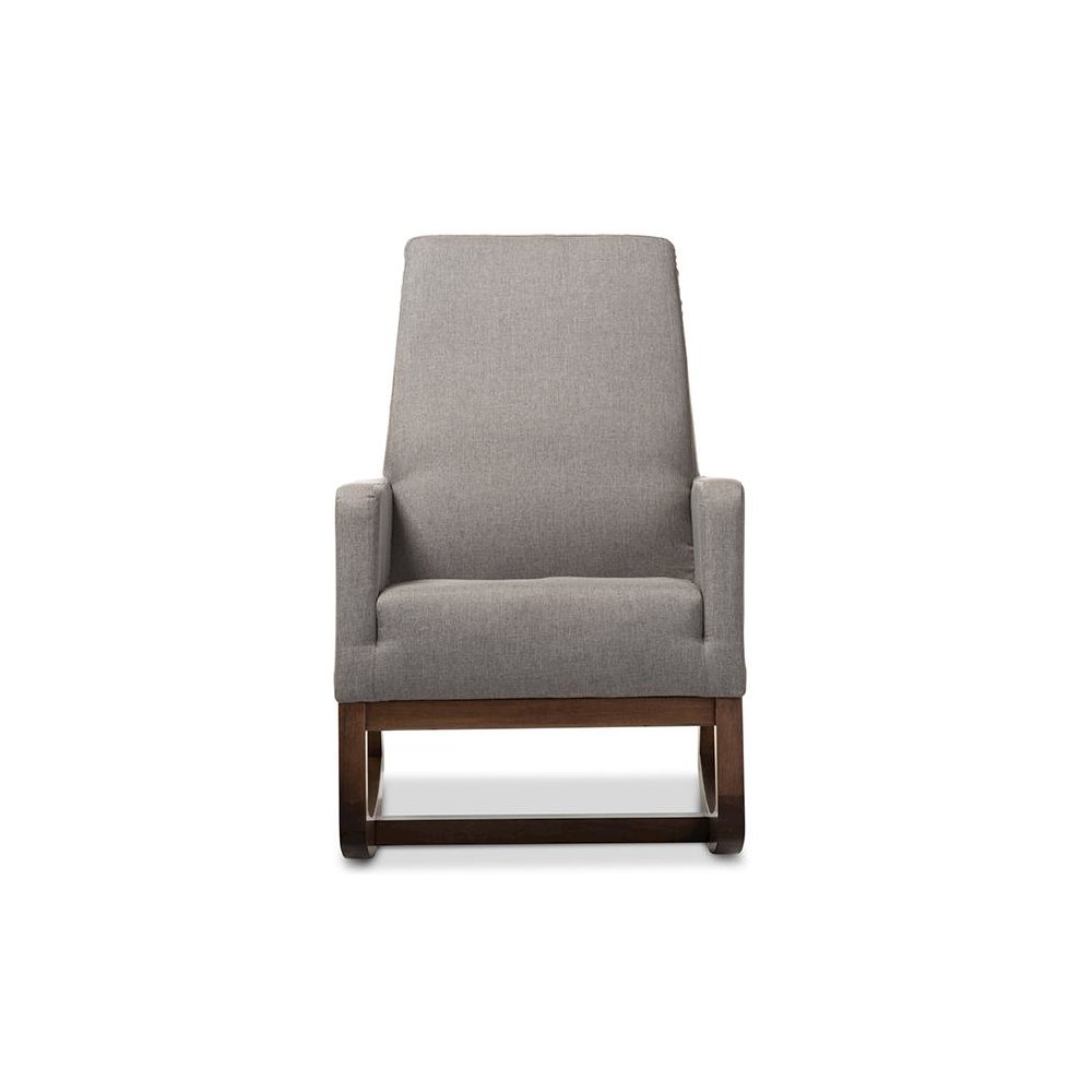 Grey Fabric Upholstered Rocking Chair and Ottoman Set. Picture 1