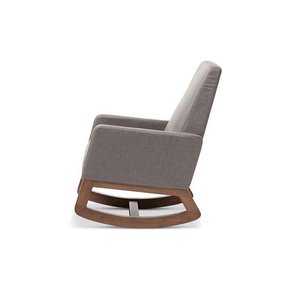 Grey Fabric Upholstered Rocking Chair and Ottoman Set. Picture 3