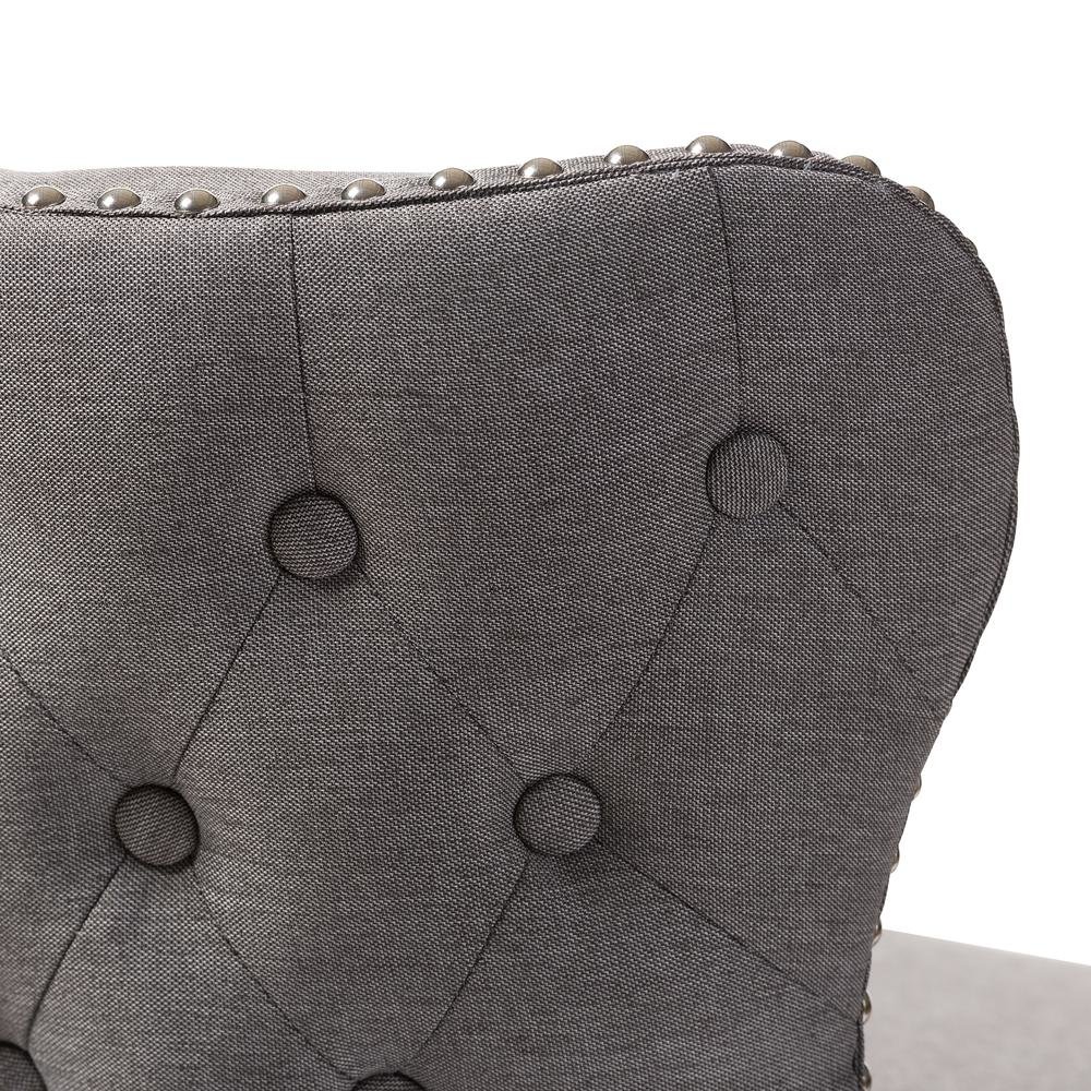 Grey Fabric Button-Tufted Upholstered 2-Piece Swivel Barstool Set. Picture 13