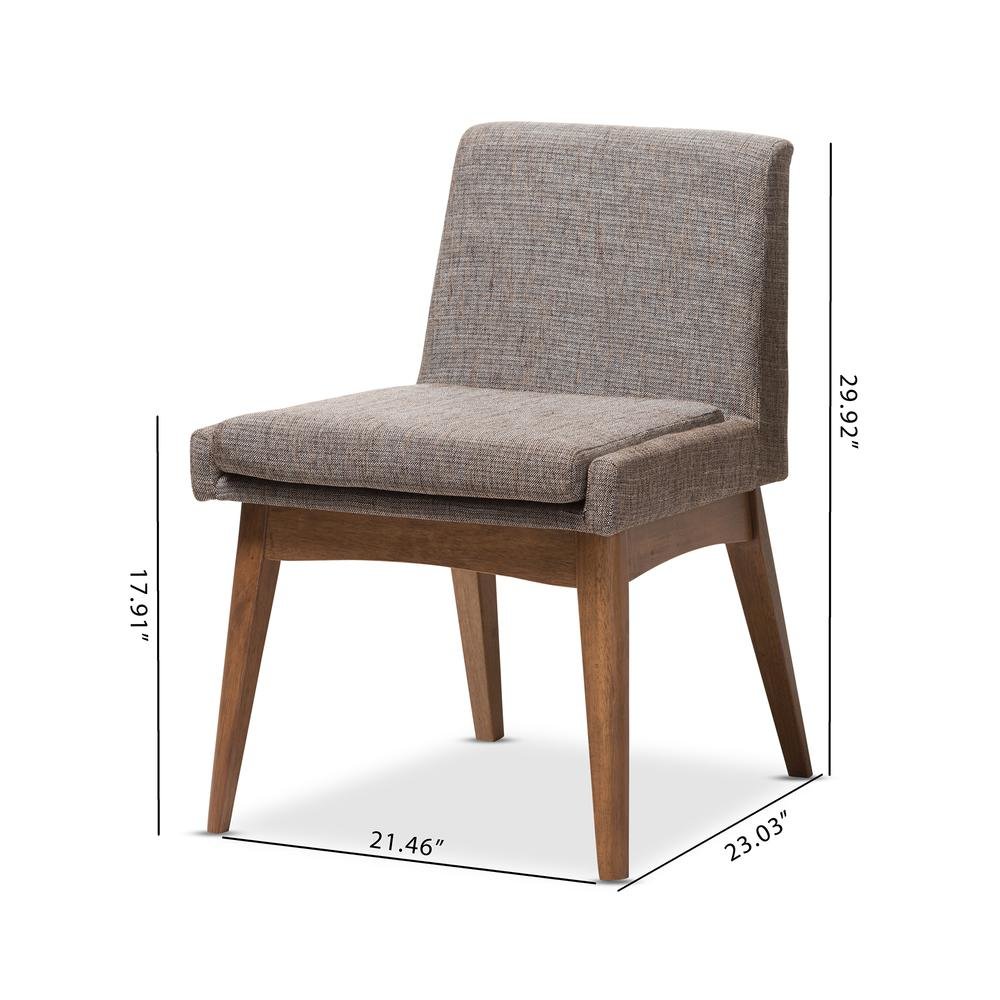 Walnut Wood Finishing and Gravel Fabric Upholstered Dining Side Chair (Set of 2). Picture 16