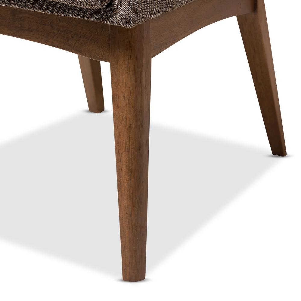 Walnut Wood Finishing and Gravel Fabric Upholstered Arm Chair (Set of 2). Picture 13