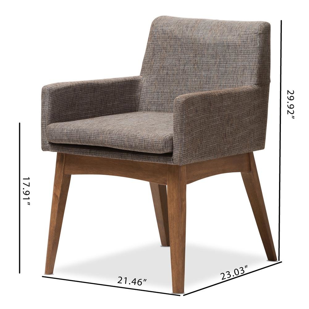 Walnut Wood Finishing and Gravel Fabric Upholstered Arm Chair (Set of 2). Picture 16