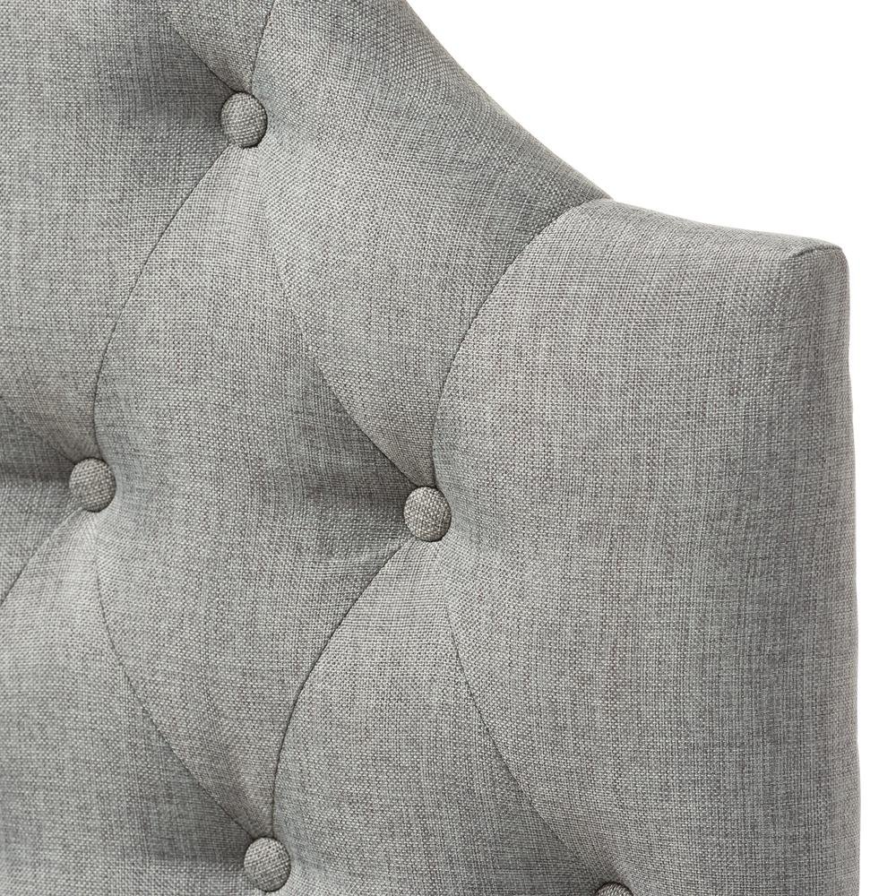 Grey Fabric Upholstered Button-Tufted Scalloped Twin Size Headboard. Picture 7