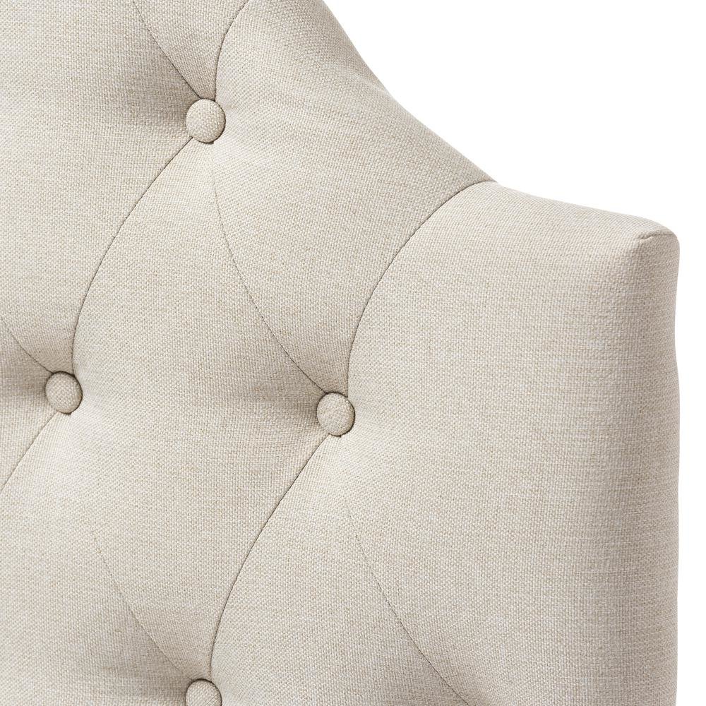 Light Beige Fabric Upholstered Button-Tufted Scalloped Twin Size Headboard. Picture 7
