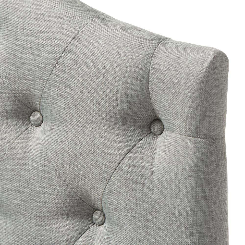 Grey Fabric Upholstered Button-Tufted Scalloped Twin Size Headboard. Picture 7