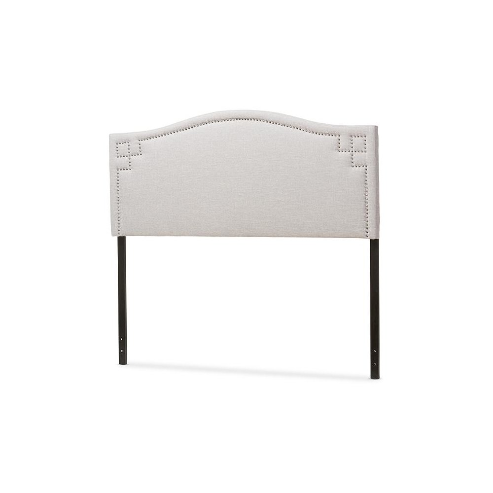 Grayish Beige Fabric Upholstered Queen Size Headboard. Picture 2
