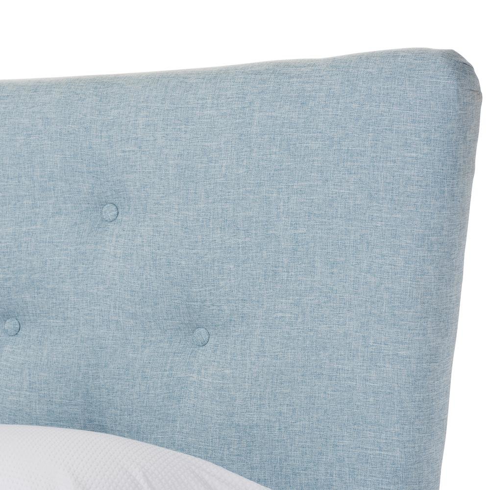 Baxton Studio Hannah Mid-Century Modern Sky Blue Fabric Queen Size Platform Bed. Picture 8