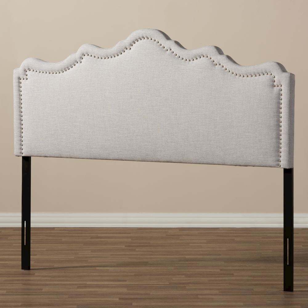 Nadeen Modern and Contemporary Greyish Beige Fabric Full Size Headboard. Picture 11