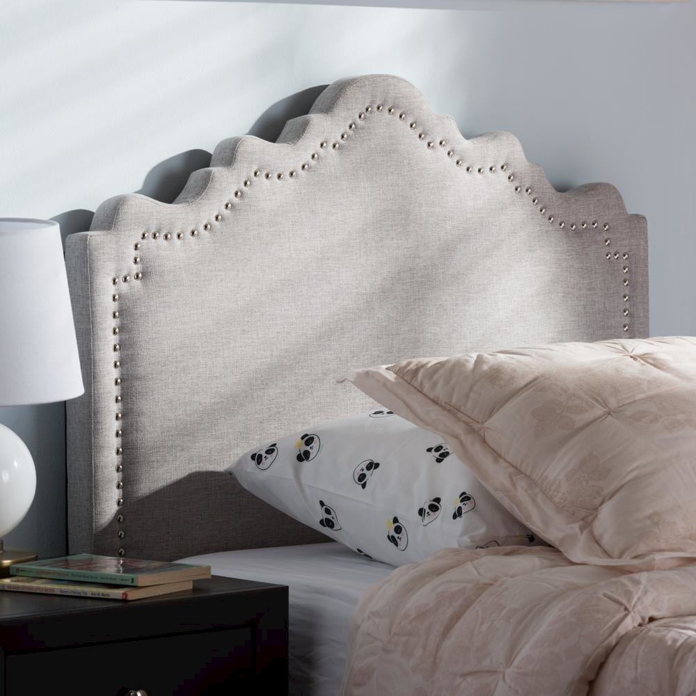 Nadeen Modern and Contemporary Greyish Beige Fabric Twin Size Headboard. Picture 10
