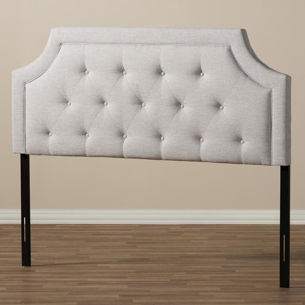 Mars Modern and Contemporary Greyish Beige Fabric Full Size Headboard. Picture 11