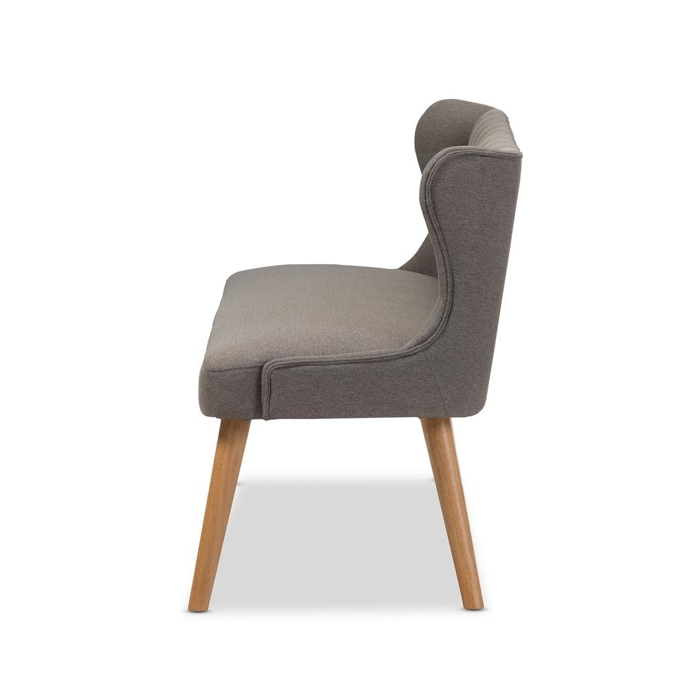 Grey Fabric and Natural Wood Finishing 3-Seater Settee Bench. Picture 11