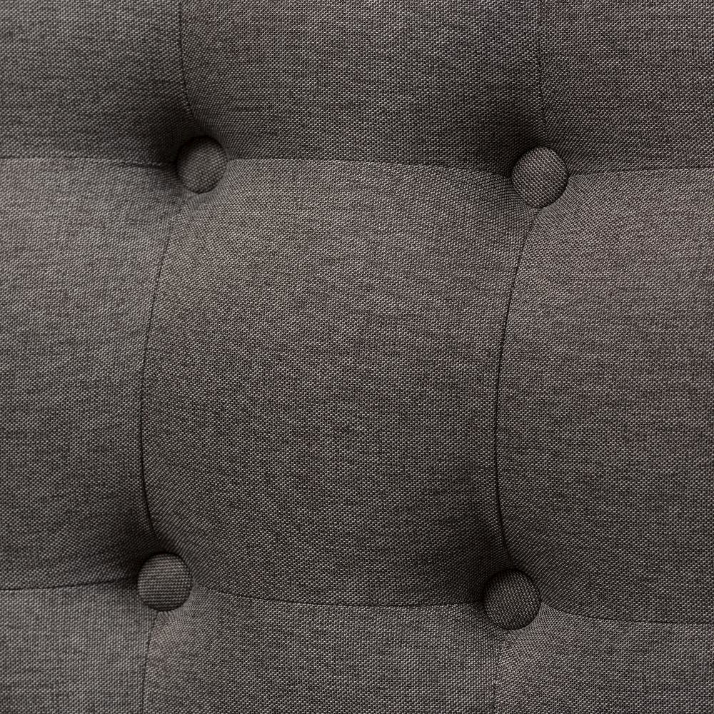 Grey Fabric and Natural Wood Finishing 3-Seater Settee Bench. Picture 13