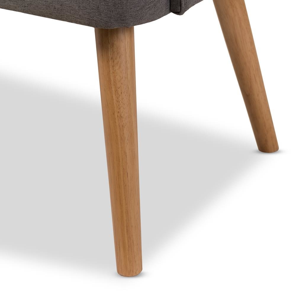 Grey Fabric and Natural Wood Finishing 3-Seater Settee Bench. Picture 14