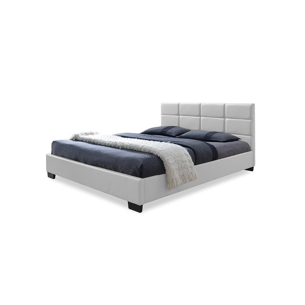 White Faux Leather Padded Platform Base Queen Size Bed Frame. Picture 4