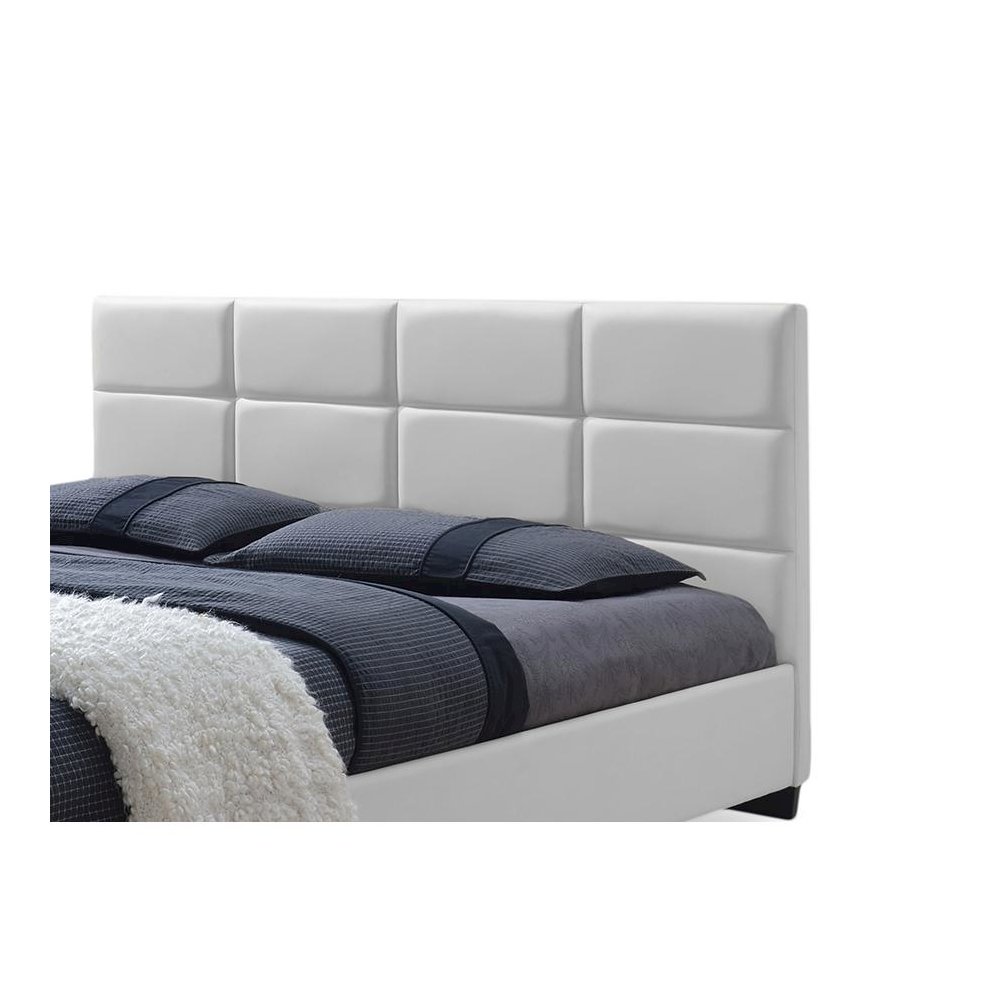 White Faux Leather Padded Platform Base Queen Size Bed Frame. Picture 2