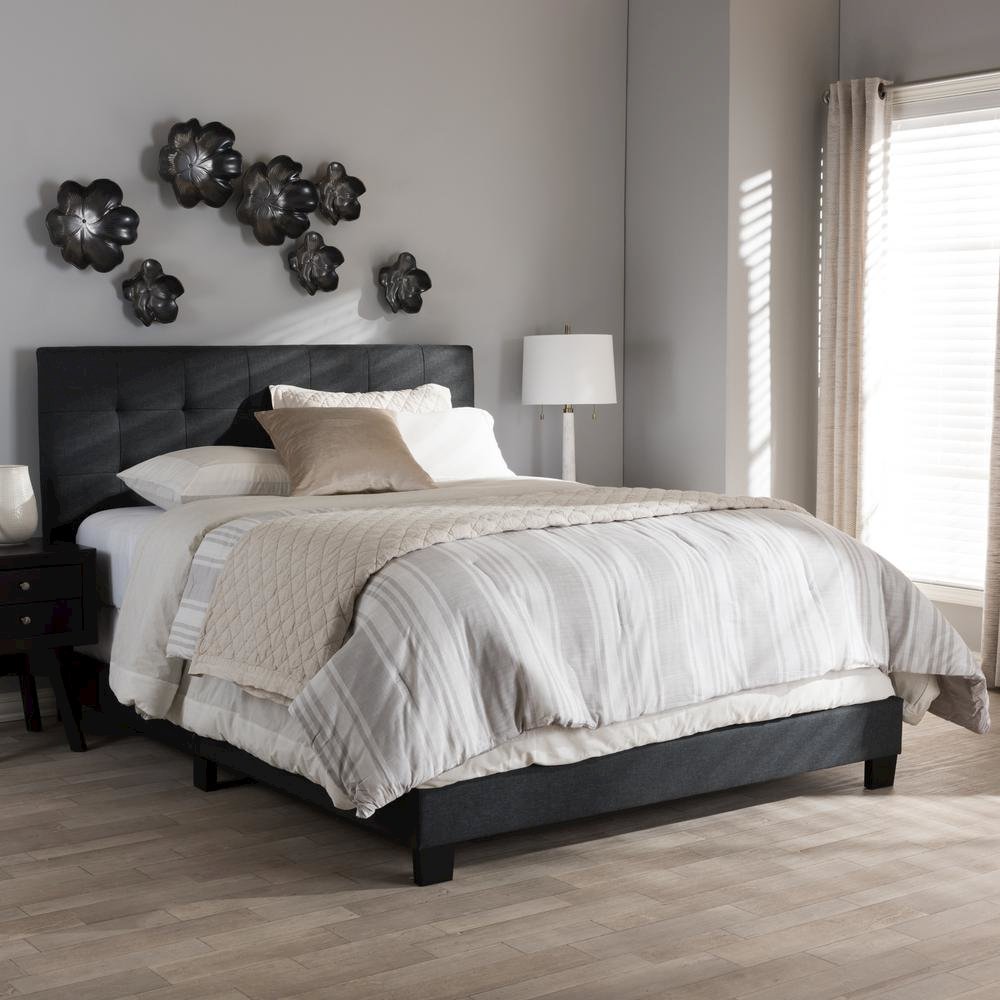 Brookfield Modern and Contemporary Charcoal Grey Fabric Full Size Bed. Picture 14