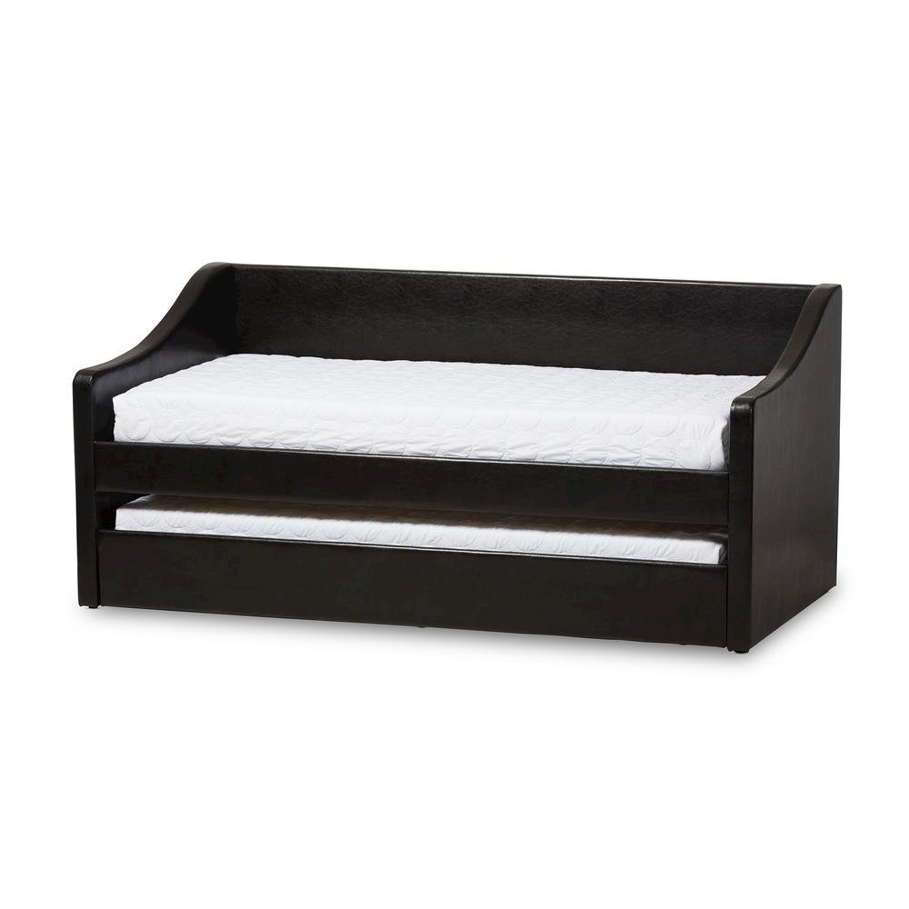 Barnstorm Modern and Contemporary Black Faux Leather Upholstered Daybed. Picture 12
