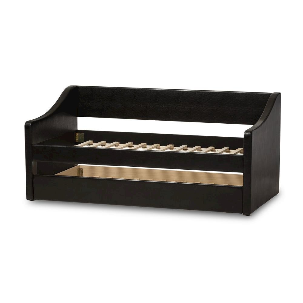 Barnstorm Modern and Contemporary Black Faux Leather Upholstered Daybed. Picture 15