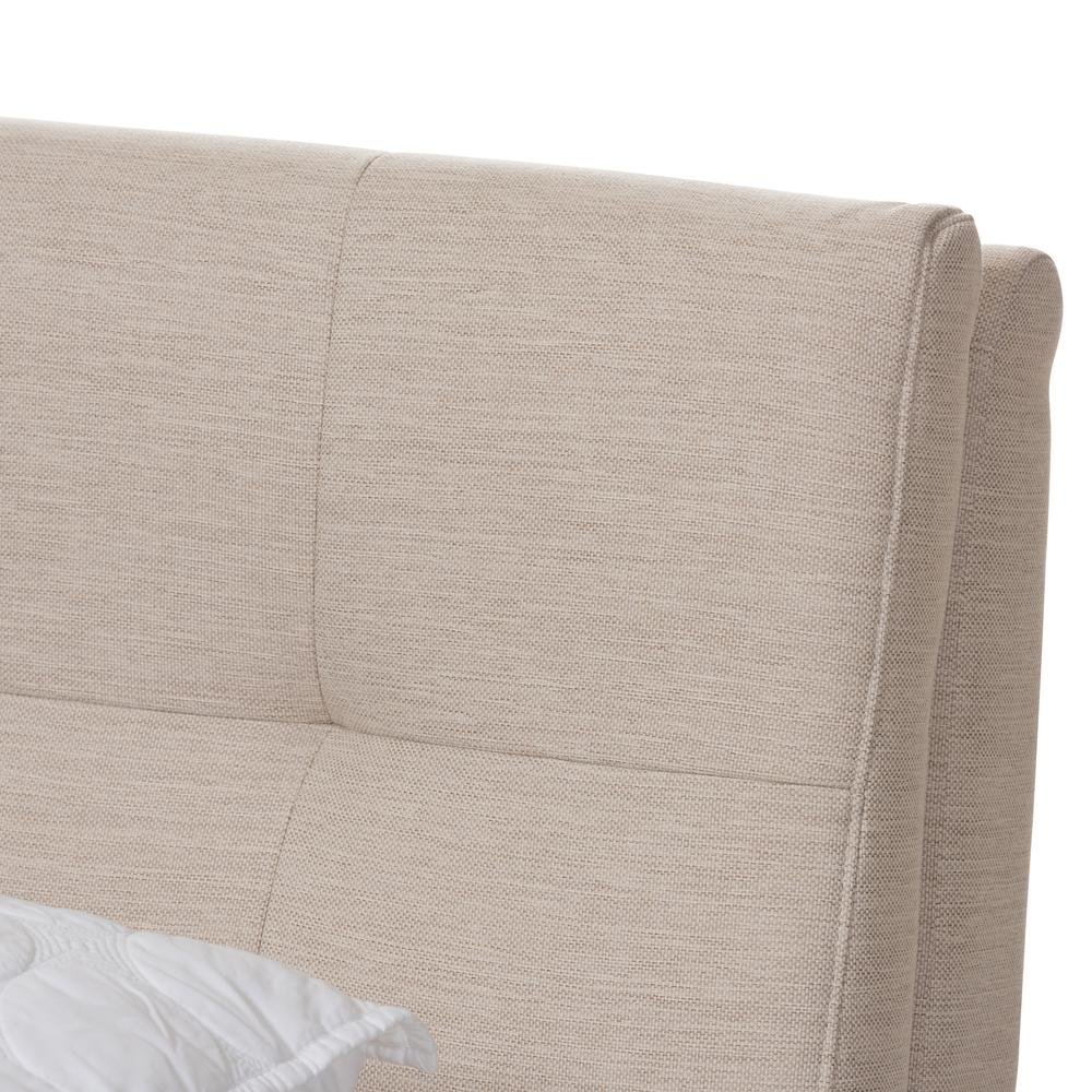 Baxton Studio Adelia Mid-Century Light Beige Whitewash Queen Size Platform Bed. Picture 12