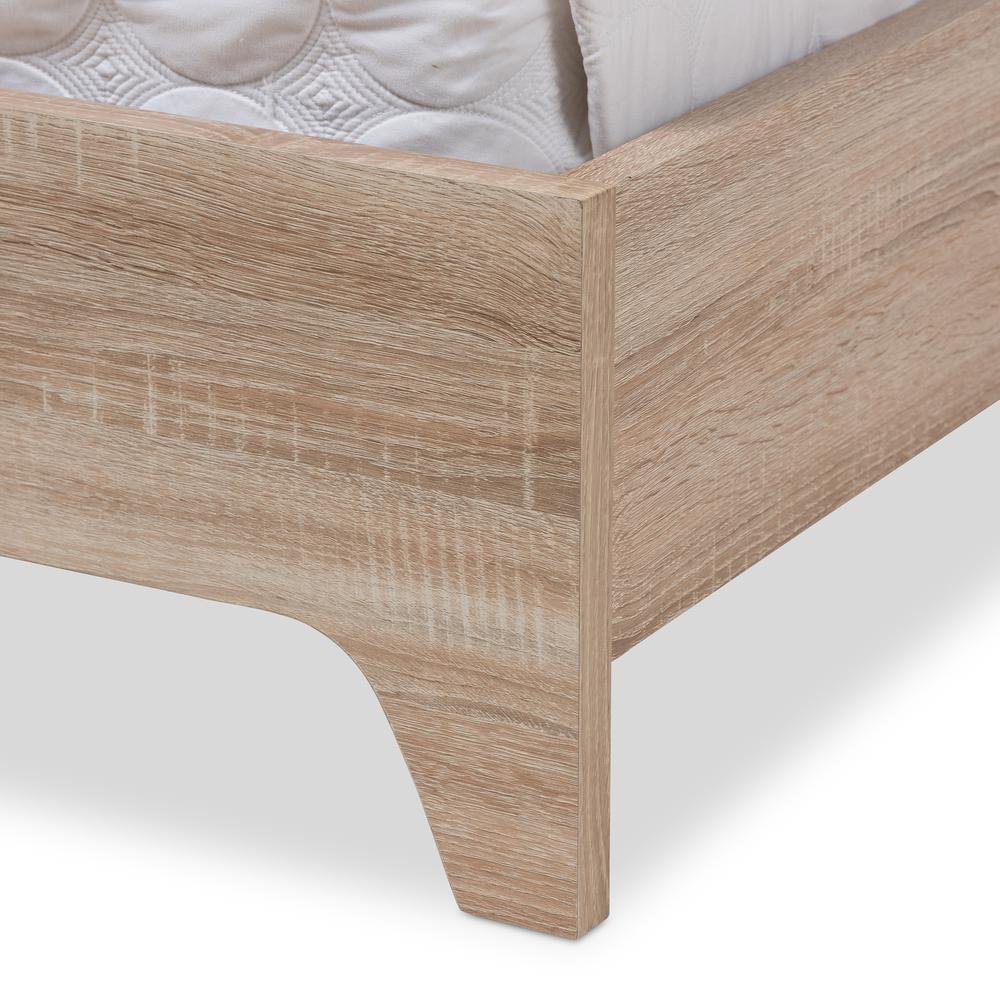 Baxton Studio Adelia Mid-Century Light Beige Whitewash Queen Size Platform Bed. Picture 13