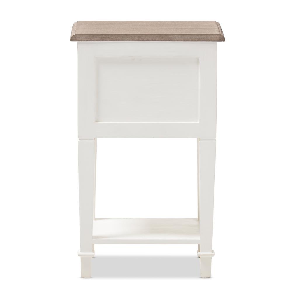 Weathered Oak and White Wash Distressed Finish Wood Nightstand. Picture 13