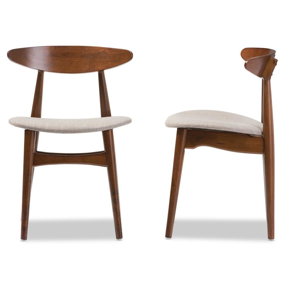 Modern Light Grey Fabric and "Oak" Medium Brown Finishing Wood Dining Chair. Picture 8