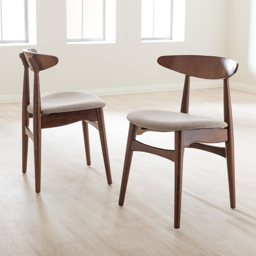 Modern Light Grey Fabric and "Oak" Medium Brown Finishing Wood Dining Chair. Picture 10