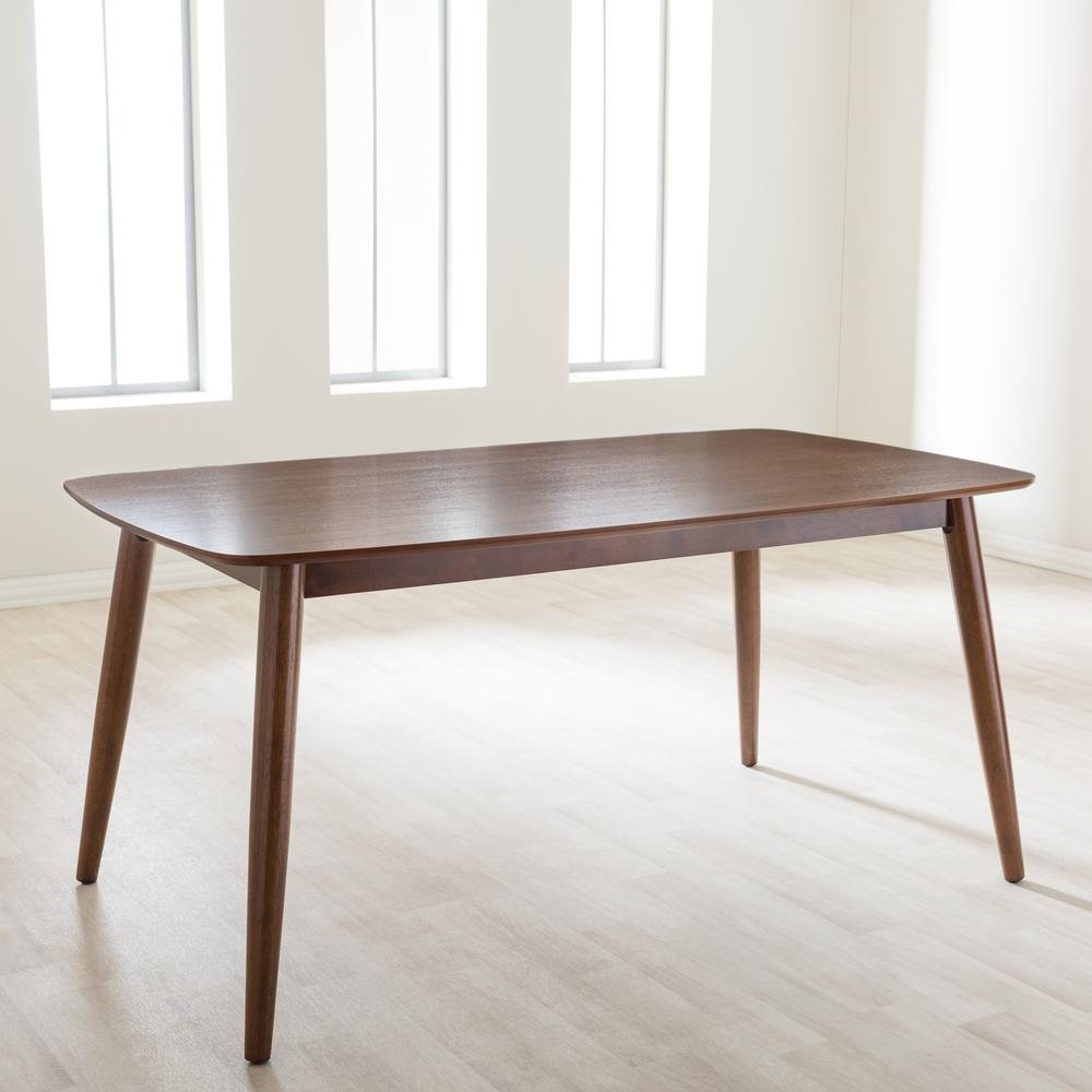 Flora Mid-Century Modern "Oak" Medium Brown Finishing Wood Dining Table. Picture 12