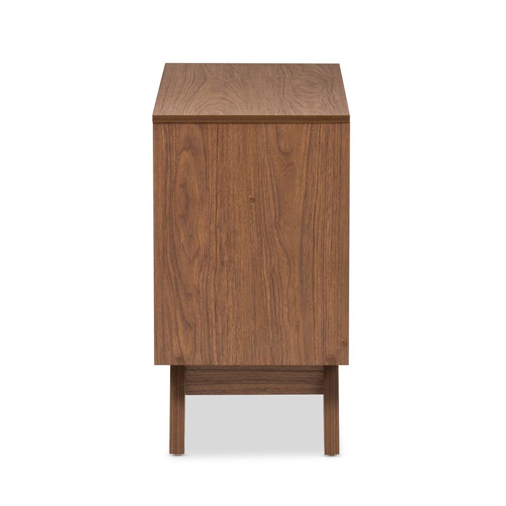 Hildon Mid-Century Modern White and Walnut Wood 3-Drawer Storage Chest. Picture 11