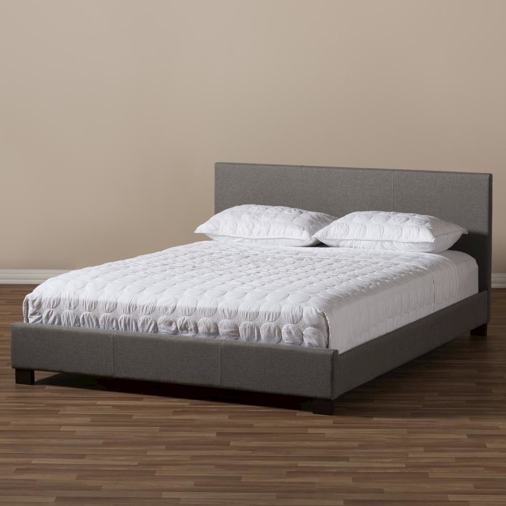 Grey Fabric Upholstered Panel-Stitched Full Size Platform Bed. Picture 12