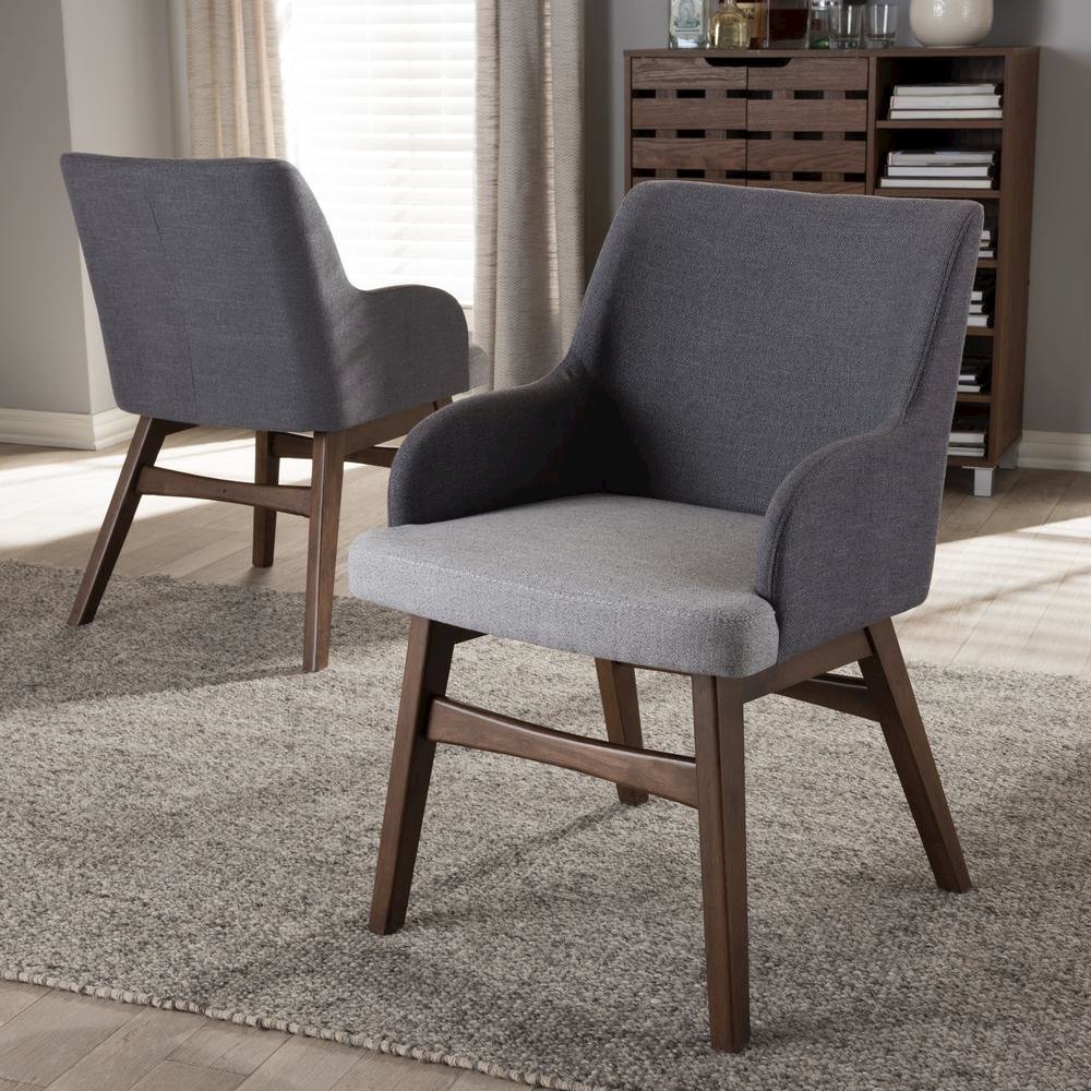 Baxton Studio Monte Mid-Century Modern Two-Tone Grey Fabric Armchair (Set of 2). Picture 14